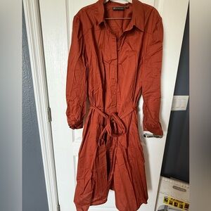 New York & Company Terracotta Long Sleeve Dress